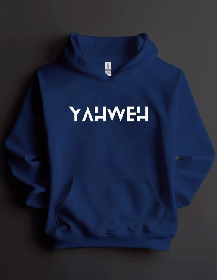 Blue YAHWEH hoodie - DTF printing sample